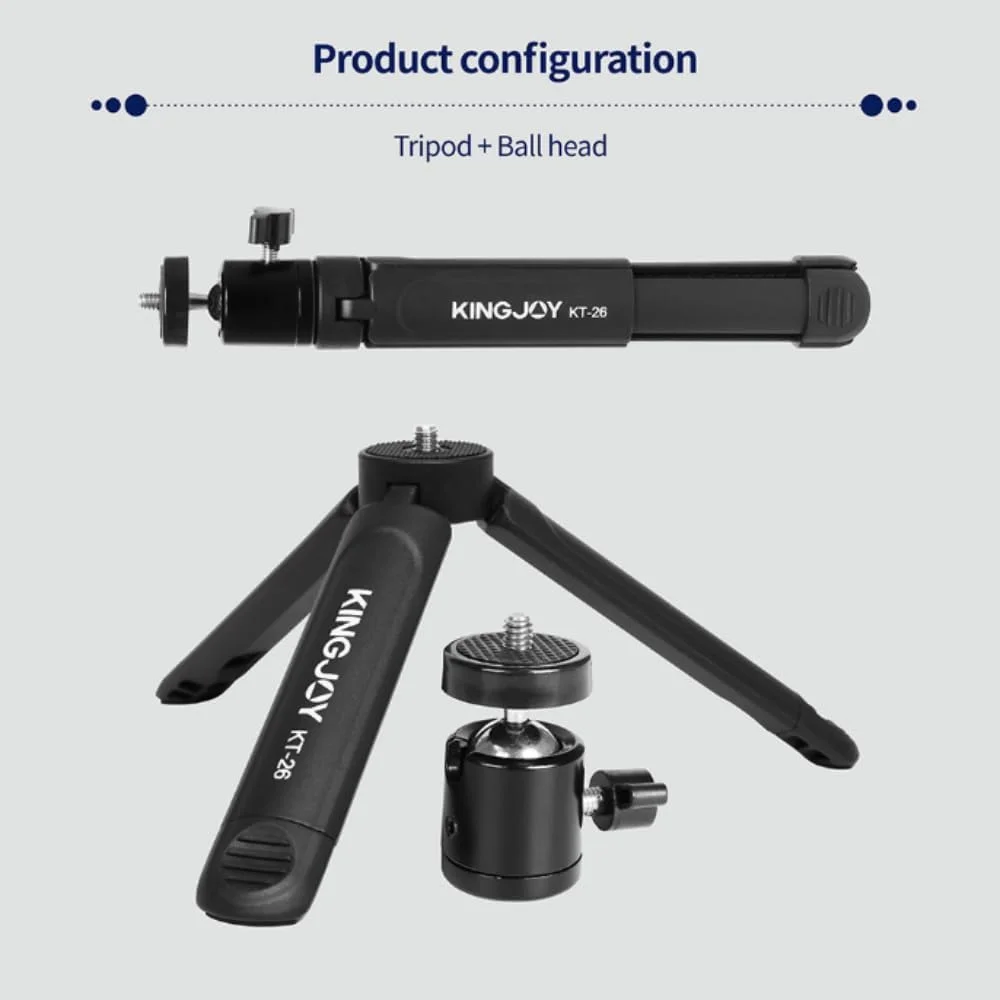 AECAM - سه پایه رومیزی کوچک، براکت سبک وزن دوربین فیلمبرداری، نگهدارنده سه پایه گیره تلفن رومیزی قابل افزایش طول برای iρһопеs/Xiaomis/Huaweis (KT-26-BD-03)