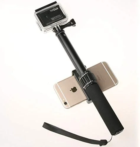 AECAM - مونوپاد میله سلفی دستی قابل گسترش به همراه آداپتور نگهدارنده ρһопе برای Go%Pros HERO 11 10 9 Xiaomis YI 4K Lite SJCAMs SJ5000 (فقط مونوپاد)