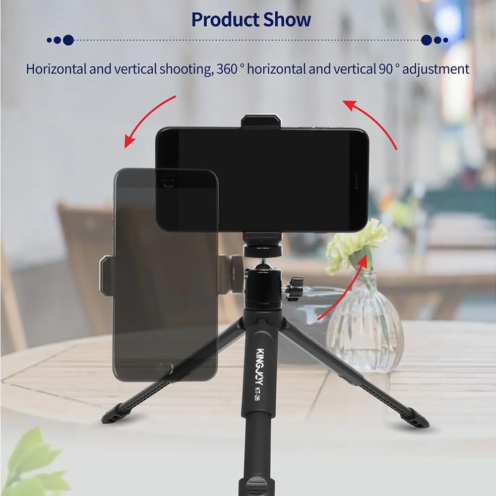 AECAM - سه پایه رومیزی کوچک، براکت سبک وزن دوربین فیلمبرداری، نگهدارنده سه پایه گیره تلفن رومیزی قابل افزایش طول برای iρһопеs/Xiaomis/Huaweis (KT-26-BD-03)