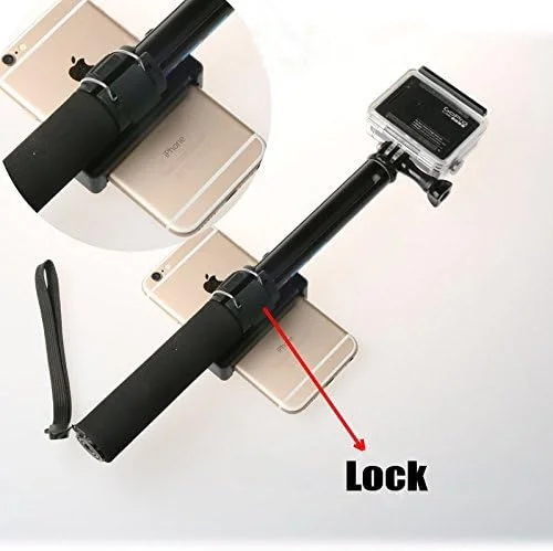 AECAM - مونوپاد میله سلفی دستی قابل گسترش به همراه آداپتور نگهدارنده ρһопе برای Go%Pros HERO 11 10 9 Xiaomis YI 4K Lite SJCAMs SJ5000 (فقط مونوپاد)