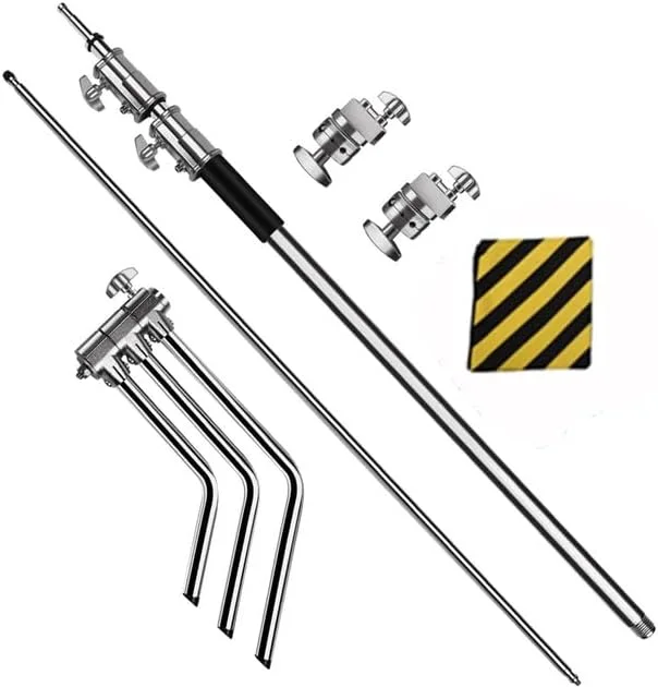 پایه عکاسی C-Stand استیل ضد زنگ AECAM با بازوی نگهدارنده و سر گیره، ارتفاع حداکثر 260 سانتی متر با یک پایه جادویی قابل تنظیم (ارتفاع 2.6 متر) پایه عکاسی C-Stand استیل ضد زنگ AECAM با بازوی نگهدارنده و سر گیره، ارتفاع حداکثر 260 سانتی متر با یک پایه جادویی قابل تنظیم (ارتفاع 2.6 متر)