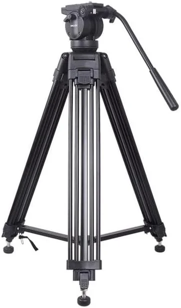 AECAM - سه پایه دوربین 72 اینچی حرفه ای آلومینیومی سنگین با سر پن تیلت جداشدنی سیال برای دوربین های DSLR و فیلمبرداری (VT-2500-155cm)