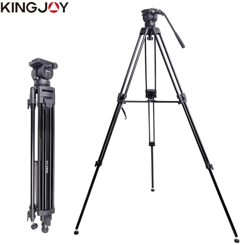 AECAM - سه پایه دوربین 72 اینچی حرفه ای آلومینیومی سنگین با سر پن تیلت جداشدنی سیال برای دوربین های DSLR و فیلمبرداری (VT-2500-155cm) AECAM - سه پایه دوربین 72 اینچی حرفه ای آلومینیومی سنگین با سر پن تیلت جداشدنی سیال برای دوربین های DSLR و فیلمبرداری (VT-2500-155cm)