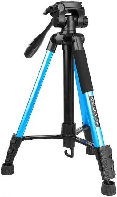 AECAM - سه پایه دوربین DSLR، پایه سبک وزن مسافرتی قابل افزایش طول برای تلفن های هوشمند، دوربین فیلمبرداری، مانت دوربین بدون آینه، عکاسی، ضبط (آبی)