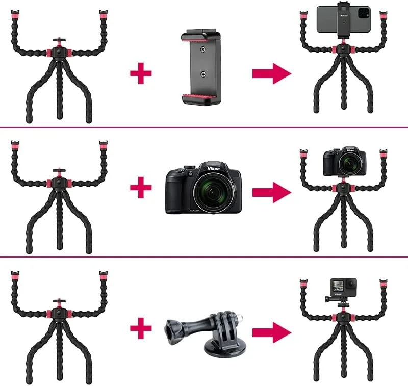 AECAM - سه پایه اختاپوسی انعطاف پذیر ULANZI MT-52 تک پایه با بازوی دوتایی، دارای پیچ 1/4 و کفشک سرد برای نصب تلفن هوشمند و دوربین (فقط سه پایه) AECAM - سه پایه اختاپوسی انعطاف پذیر ULANZI MT-52 تک پایه با بازوی دوتایی، دارای پیچ 1/4 و کفشک سرد برای نصب تلفن هوشمند و دوربین (فقط سه پایه)