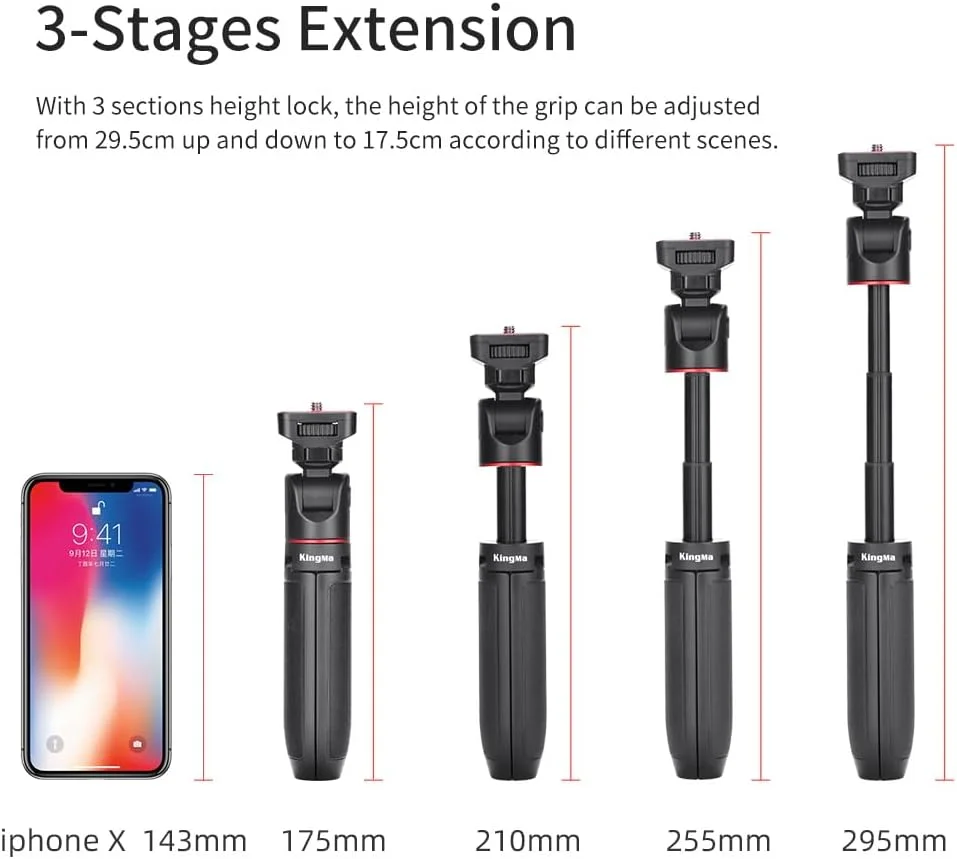 AECAM - KingMa miпi سه پایه اکستنشن گریپ، سه پایه سلفی استیک قابل حمل برای GOPROs hero 10/9/8/7/6، تلفن همراه و لوازم جانبی دوربین DSLR (مشکی) AECAM - KingMa miпi سه پایه اکستنشن گریپ، سه پایه سلفی استیک قابل حمل برای GOPROs hero 10/9/8/7/6، تلفن همراه و لوازم جانبی دوربین DSLR (مشکی)