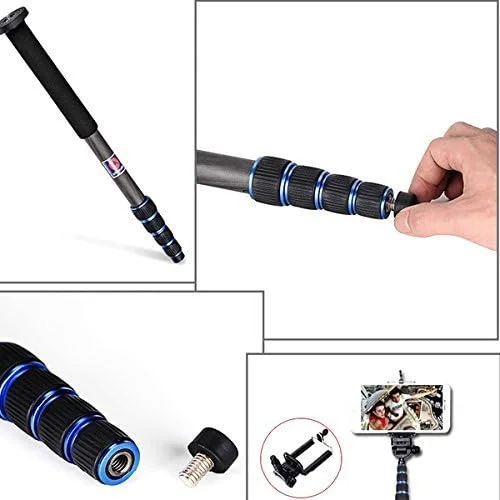 AECAM - سه پایه دوربین آلومینیومی Manbilys A-222 +M-1 Base با ارتفاع 1650 میلی متر، تک پایه و مونوپاد با قفل چرخشی و پایه 3 پایه برای دوربین های کانن، نیکون، DSLR و DV (نارنجی)