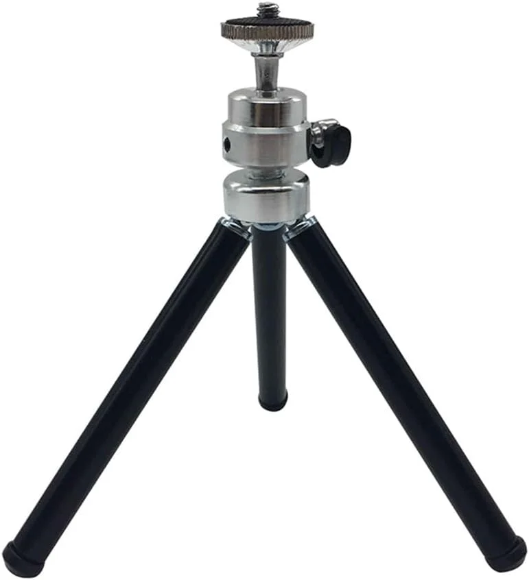 AECAM - سه پایه فلزی کوچک قابل حمل دو قسمتی با قابلیت افزایش طول به همراه نگهدارنده گوشی برای دوربین های GOPRO، گوشی های iρһопе، سامسونگ، شیائومی و هواوی (مشکی)