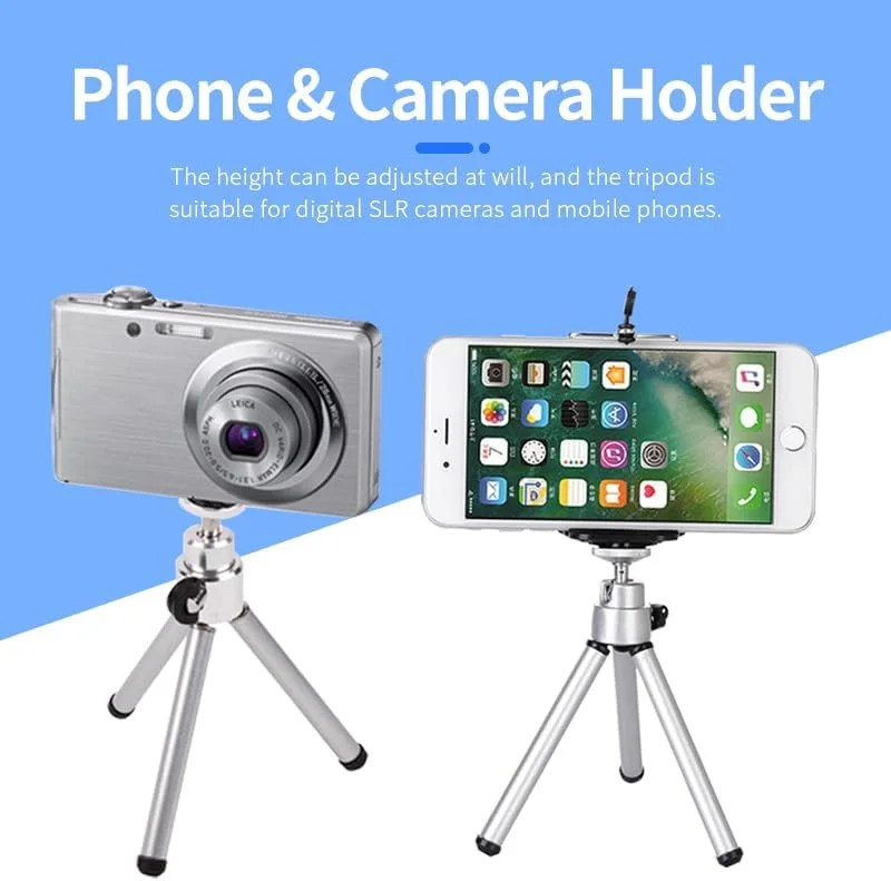 AECAM - سه پایه تلفن همراه، سه پایه کوچک، سبک و انعطاف پذیر، پایه قابل افزایش برای دوربین های DSLR SLR و تلفن همراه، مناسب عکاسی (همراه با نگهدارنده تلفن)