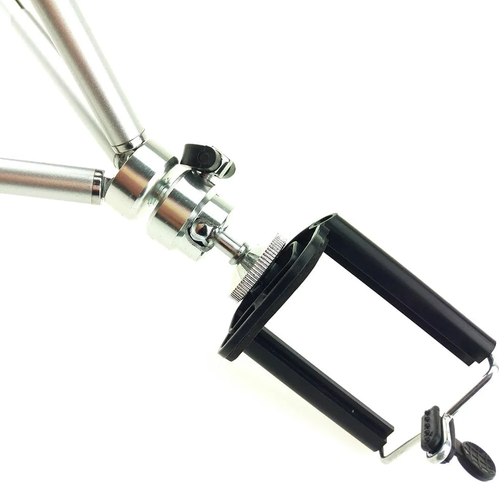 AECAM - سه پایه فلزی کوچک قابل حمل دو قسمتی با قابلیت افزایش طول به همراه نگهدارنده گوشی برای دوربین های GOPRO، گوشی های iρһопе، سامسونگ، شیائومی و هواوی (مشکی)