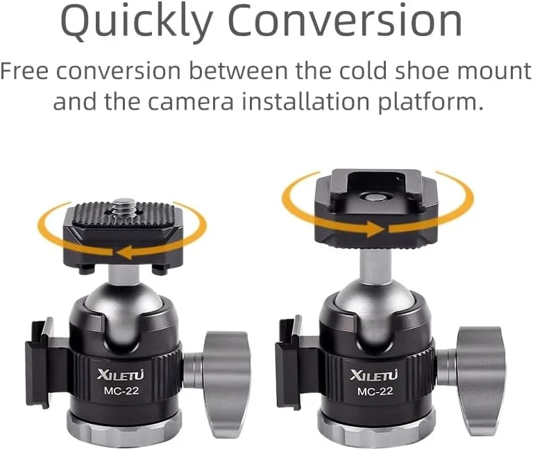 AECAM - MC22 مینی هد توپی کفشک سرد با قابلیت استفاده دوگانه، آلیاژ آلومینیوم با پیچ 1/4 اینچی و کفشک سرد برای دوربین، تلفن، فلاش اسپیدلایت، سه پایه، مونوپاد (XTD20) AECAM - MC22 مینی هد توپی کفشک سرد با قابلیت استفاده دوگانه، آلیاژ آلومینیوم با پیچ 1/4 اینچی و کفشک سرد برای دوربین، تلفن، فلاش اسپیدلایت، سه پایه، مونوپاد (XTD20)