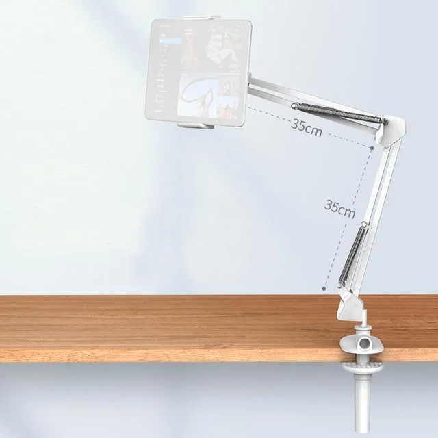 نگهدارنده تبلت و موبایل بازویی تاشو AECAM، گیره دار، مناسب برای ضبط ویدیو و تولید محتوای زنده (سفید) نگهدارنده تبلت و موبایل بازویی تاشو AECAM، گیره دار، مناسب برای ضبط ویدیو و تولید محتوای زنده (سفید)