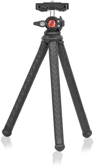 AECAM - نگهدارنده دوربین DSLR و تلفن هوشمند، سه پایه انعطاف پذیر Vlog با هد توپی قابل تنظیم و کفشک سرد برای نور LED و میکروفون (فقط سه پایه)