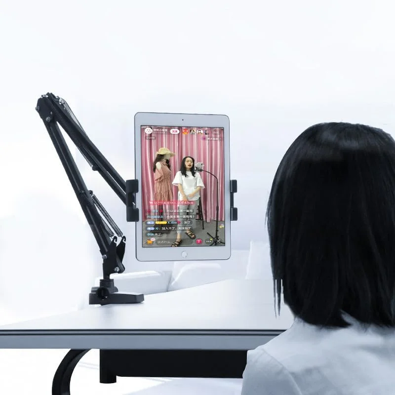 نگهدارنده تبلت و موبایل بازویی تاشو AECAM، گیره دار، مناسب برای ضبط ویدیو و تولید محتوای زنده (سفید) نگهدارنده تبلت و موبایل بازویی تاشو AECAM، گیره دار، مناسب برای ضبط ویدیو و تولید محتوای زنده (سفید)