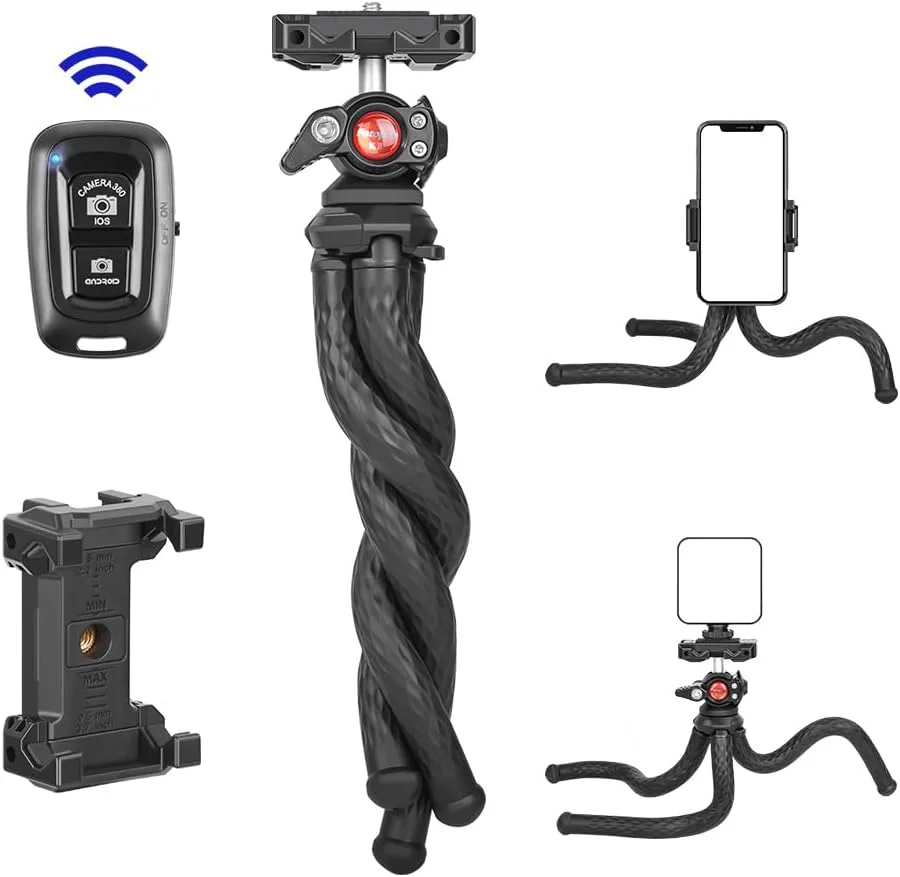 AECAM - نگهدارنده دوربین DSLR و تلفن هوشمند، سه پایه انعطاف پذیر Vlog با هد توپی قابل تنظیم و کفشک سرد برای نور LED و میکروفون (فقط سه پایه) AECAM - نگهدارنده دوربین DSLR و تلفن هوشمند، سه پایه انعطاف پذیر Vlog با هد توپی قابل تنظیم و کفشک سرد برای نور LED و میکروفون (فقط سه پایه)