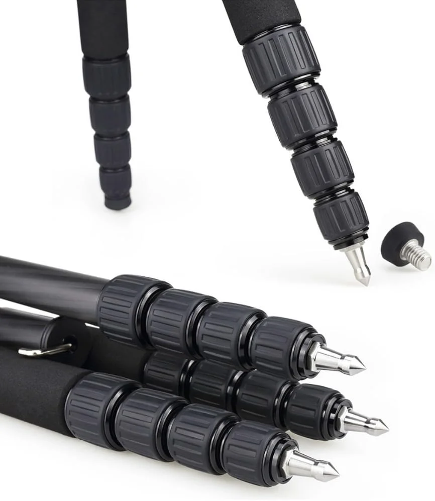 AECAM - RT50C سه پایه دوربین حرفه ای فیبر کربنی، سه پایه مسافرتی جمع و جور، تک پایه های ویدیویی با صفحه رهاسازی سریع و هد توپی (RT50C) AECAM - RT50C سه پایه دوربین حرفه ای فیبر کربنی، سه پایه مسافرتی جمع و جور، تک پایه های ویدیویی با صفحه رهاسازی سریع و هد توپی (RT50C)