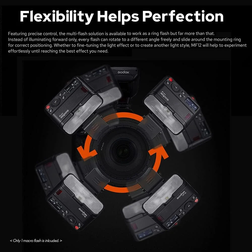 فلاش ماکرو GODOX MF12 کنترل انتقال بی سیم 2.4G عدد راهنما 16 حالت TTL M با فیلتر رنگی کفشک سرد برای عکاسی ماکرو از گیاهان، حشرات، غذا و جواهرات فلاش ماکرو GODOX MF12 کنترل انتقال بی سیم 2.4G عدد راهنما 16 حالت TTL M با فیلتر رنگی کفشک سرد برای عکاسی ماکرو از گیاهان، حشرات، غذا و جواهرات