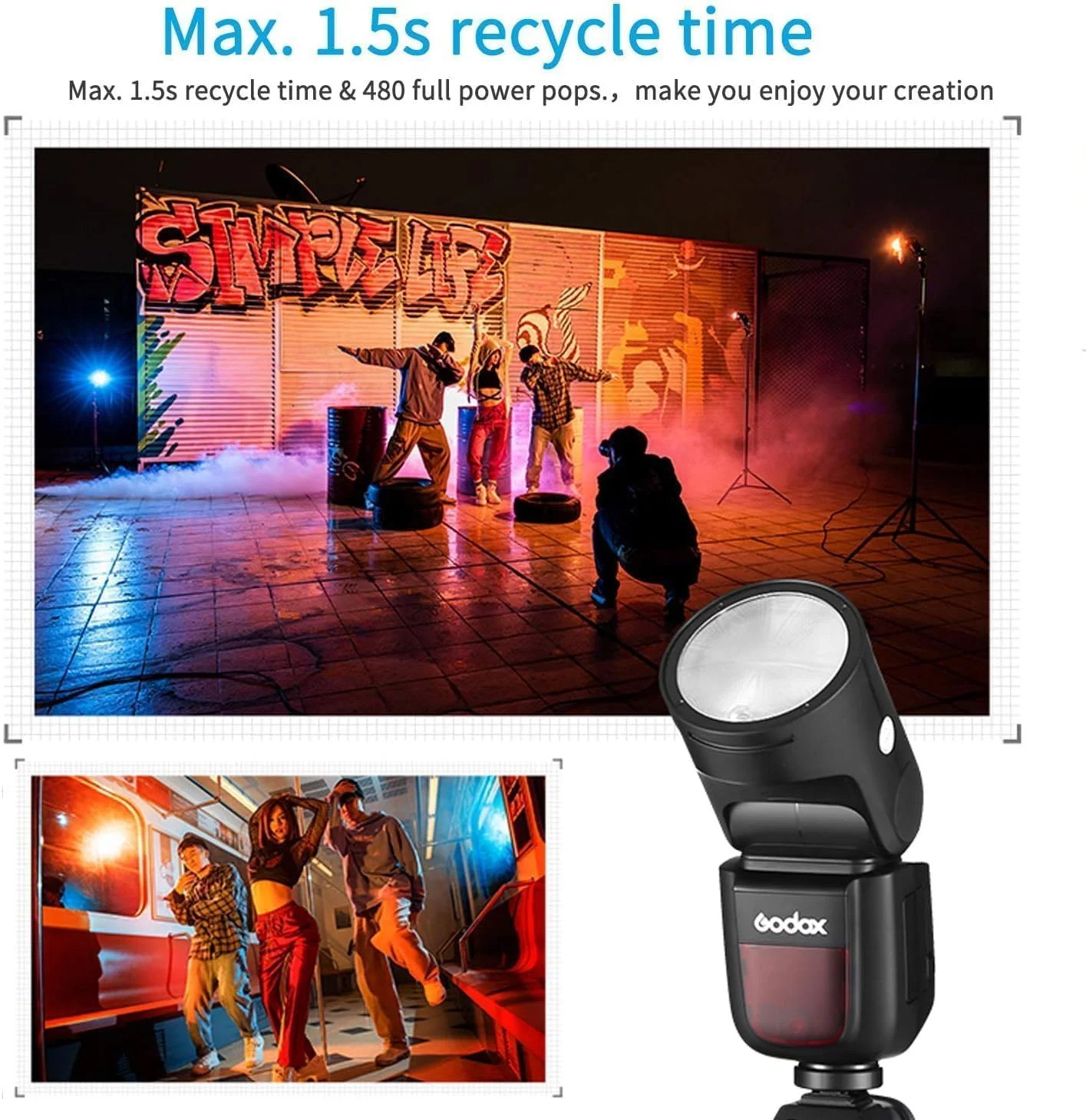 فلاش دوربین گودکس V1 V1-C V1C برای دوربین های کانن، 76 وات، 2.4G TTL 1/8000 HSS، 480 شات با قدرت کامل، زمان بازیافت 1.5 ثانیه، باتری لیتیوم یونی 2600mAh، لامپ مدلینگ LED با 10 سطح فلاش دوربین گودکس V1 V1-C V1C برای دوربین های کانن، 76 وات، 2.4G TTL 1/8000 HSS، 480 شات با قدرت کامل، زمان بازیافت 1.5 ثانیه، باتری لیتیوم یونی 2600mAh، لامپ مدلینگ LED با 10 سطح