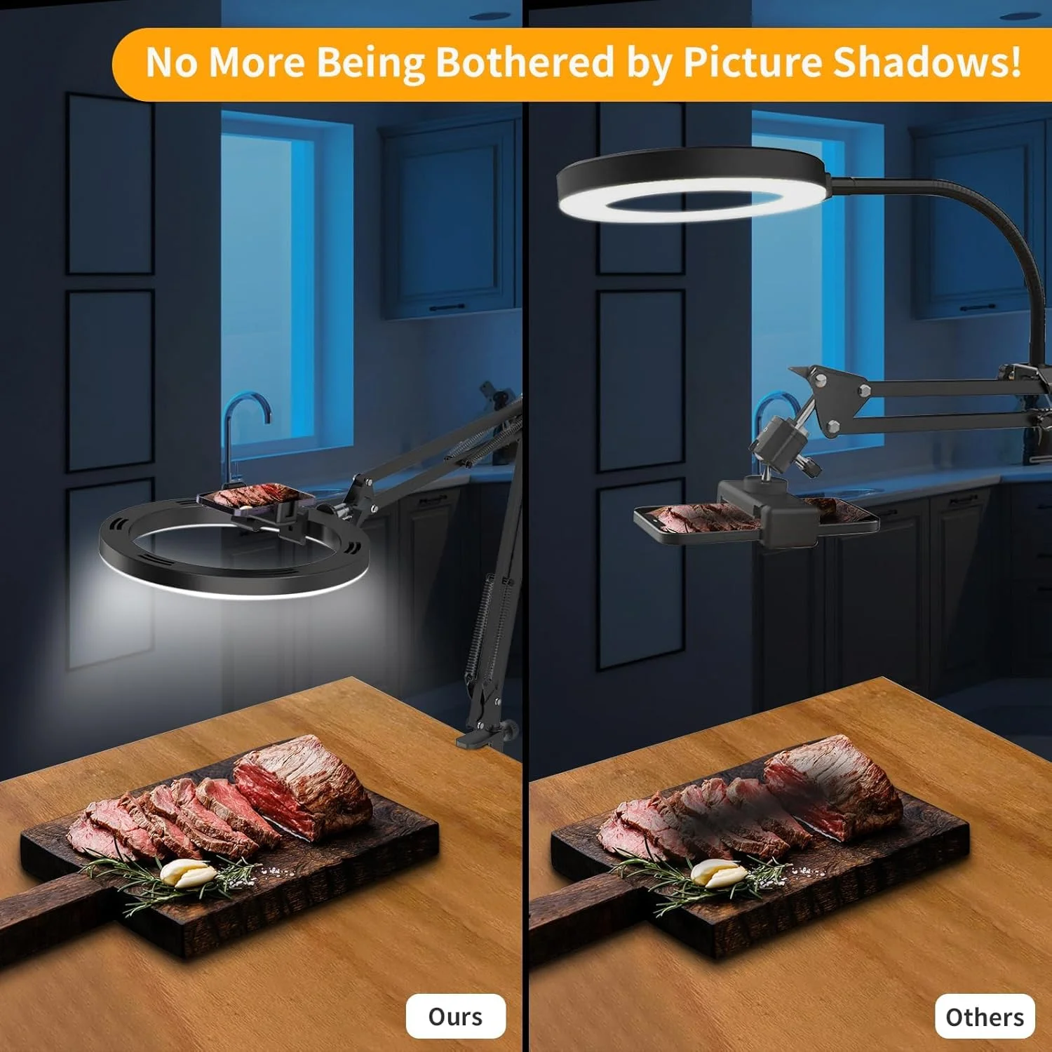 پایه دوربین بالای سر با نور حلقه ای سلفی 10 اینچی و نگهدارنده تلفن برای میز، پایه بازویی تلفن با ریموت برای آیفون، نور حلقه ای بزرگ تمام صفحه، سه پایه بالای سر برای ضبط ویدیو، ولاگ