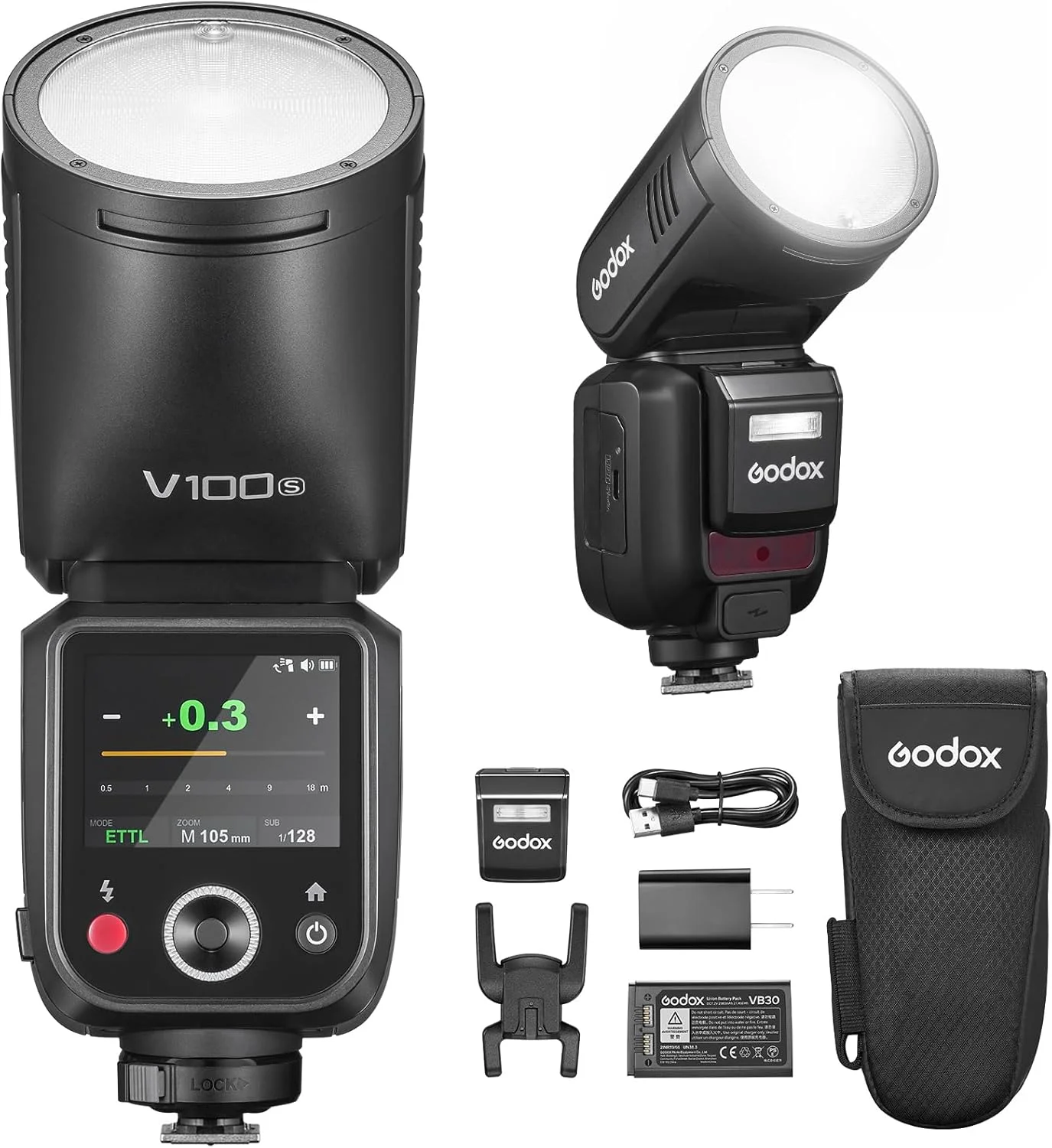 فلاش گرد Godox V100 S برای سونی - ارتقاء V1، ۱۰۰ وات TTL، کنترل صفحه لمسی، پشتیبانی از گلوبال شاتر، سازگار با تمام دوربین های سونی، ۷۰ فلاش متوالی با قدرت کامل، سیستم وایرلس 2.4G فلاش گرد Godox V100 S برای سونی - ارتقاء V1، ۱۰۰ وات TTL، کنترل صفحه لمسی، پشتیبانی از گلوبال شاتر، سازگار با تمام دوربین های سونی، ۷۰ فلاش متوالی با قدرت کامل، سیستم وایرلس 2.4G