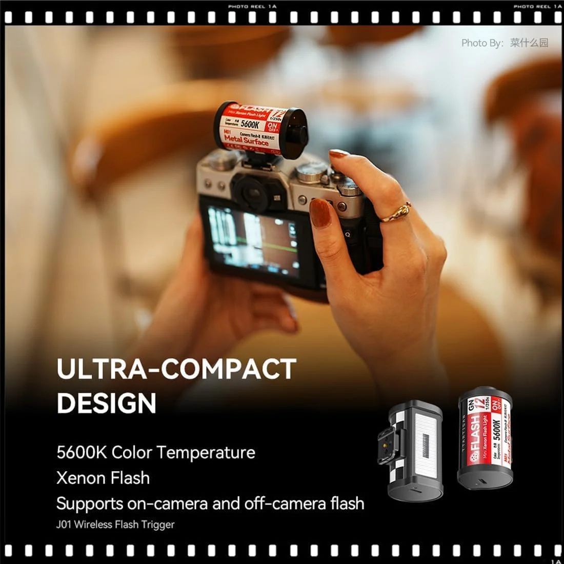 فلاش دوربین TTartisan مدل GN 12 5600K(±200k)، فلاش تریگر بی‌سیم، مینی چراغ قوه برای فوجی سونی کانن نیکون لایکا المپوس