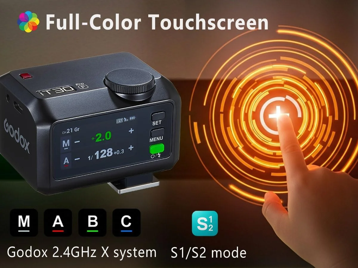 فلاش مینی TTL گودکس iT30pro F - GODOX iT30 Pro F برای فوجی - GoDOx IT30 Pro برای Fujifilm GodOX فلاش TTL، مستر و گیرنده بی سیم، HSS 1/8000 ثانیه، بی سیم 2.4G، فلاش مشکی گودکس
