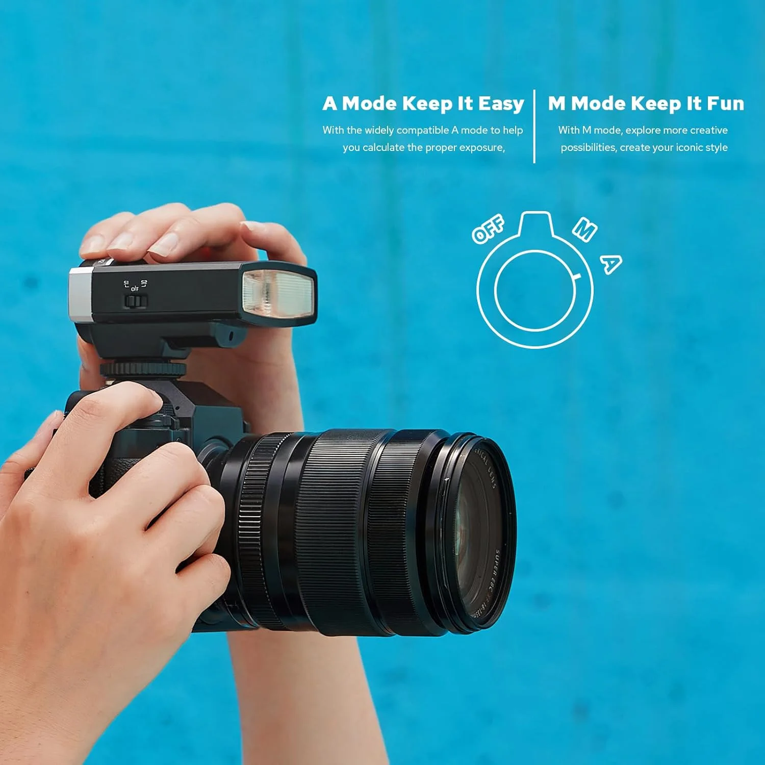 فلاش اسپیدلایت گودکس LUX Junior Retro In Style - با استفاده از 2 باتری AAA، عدد راهنمای 12، دمای رنگ 6000K، 7 مرحله خروجی قدرت: 1/1-1/64 سازگار با دوربین های فوجی فیلم/کانن/نیکون/سونی/المپوس