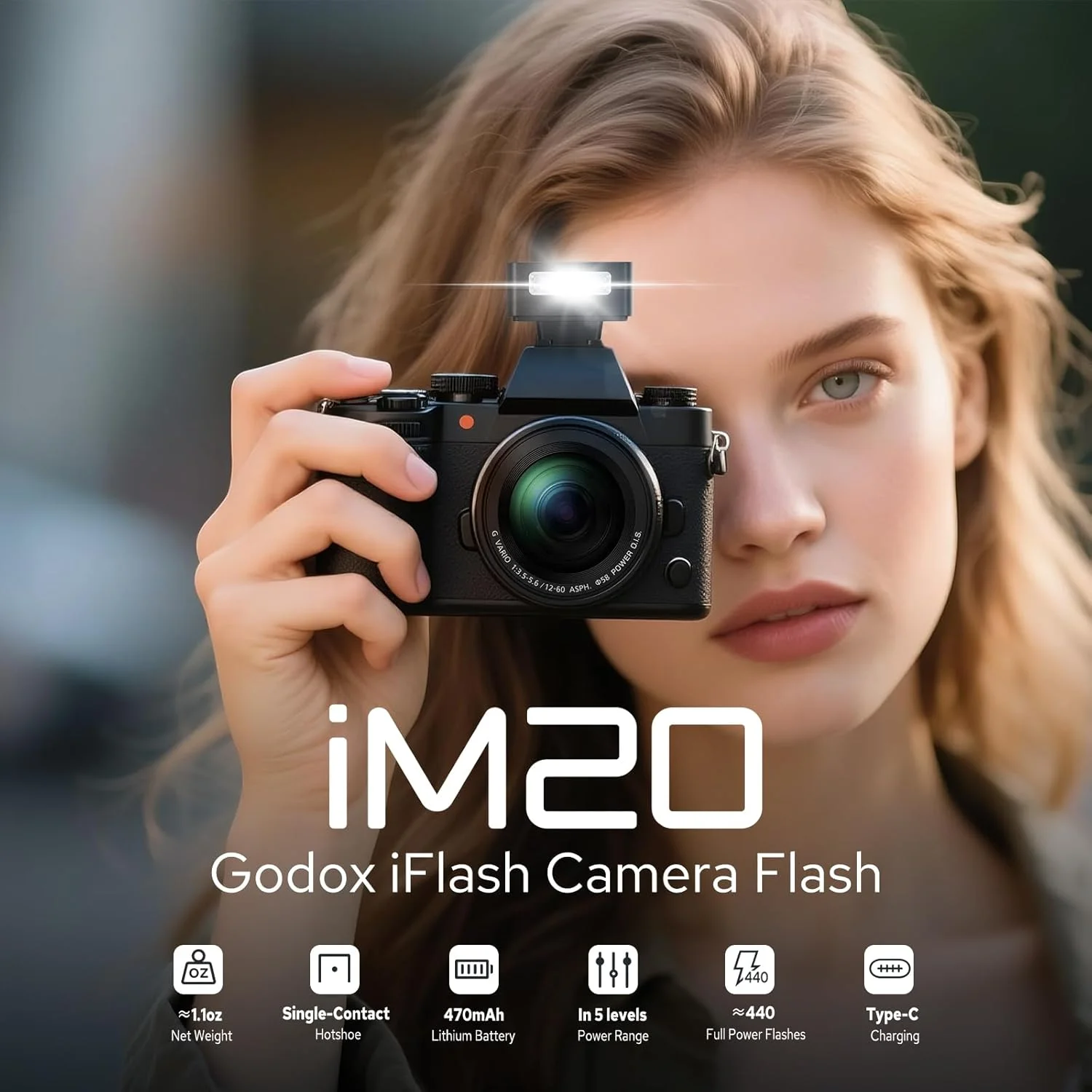 فلاش کوچک گودکس iM20 مناسب برای کانن، سونی، فوجی، نیکون 6000K±200K با کنترل نوری S1/S2.3s زمان شارژ، باتری لیتیومی تقریبی، فلاش دوربین کوچک قابل حمل و سبک فلاش کوچک گودکس iM20 مناسب برای کانن، سونی، فوجی، نیکون 6000K±200K با کنترل نوری S1/S2.3s زمان شارژ، باتری لیتیومی تقریبی، فلاش دوربین کوچک قابل حمل و سبک