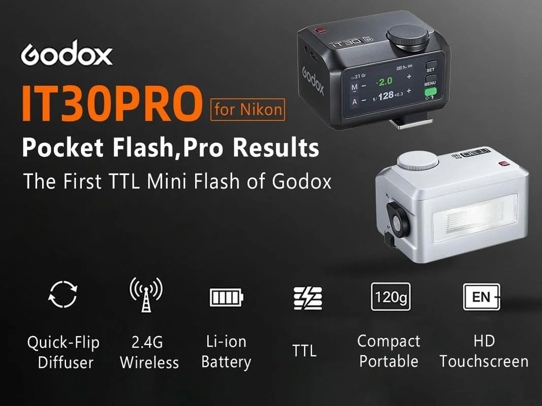 فلاش کوچک گودکس iT30 pro N TTL - GODOX iT30Pro N برای نیکون - GoDOx IT30 Pro برای نیکون GodOX TTL، مستر و گیرنده بی سیم، HSS 1/8000 ثانیه، بی سیم 2.4G، فلاش مشکی گودکس فلاش کوچک گودکس iT30 pro N TTL - GODOX iT30Pro N برای نیکون - GoDOx IT30 Pro برای نیکون GodOX TTL، مستر و گیرنده بی سیم، HSS 1/8000 ثانیه، بی سیم 2.4G، فلاش مشکی گودکس