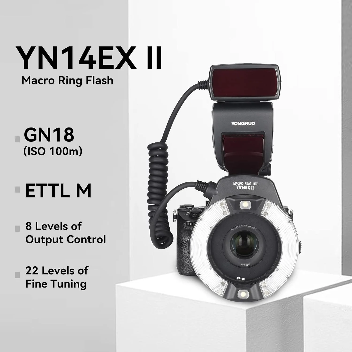 فلاش ماکرو Yongnuo Yn14Ex Ii برای دوربین های DSLR کانن با صفحه نمایش LCD بزرگ، حلقه های آداپتور، فیلترهای دمای رنگ، پایه هات شو، پشتیبانی از فلاش M/TTL فلاش ماکرو Yongnuo Yn14Ex Ii برای دوربین های DSLR کانن با صفحه نمایش LCD بزرگ، حلقه های آداپتور، فیلترهای دمای رنگ، پایه هات شو، پشتیبانی از فلاش M/TTL