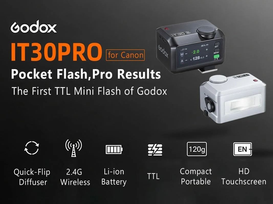 فلاش گودکس iT30pro C برای کانن - گودکس IT30 Pro برای کانن، فلاش TTL، مستر و رسیور وایرلس، HSS 1/8000 ثانیه، وایرلس 2.4G، تاچ اسکرین، فلاش گودکس (مشکی) فلاش گودکس iT30pro C برای کانن - گودکس IT30 Pro برای کانن، فلاش TTL، مستر و رسیور وایرلس، HSS 1/8000 ثانیه، وایرلس 2.4G، تاچ اسکرین، فلاش گودکس (مشکی)