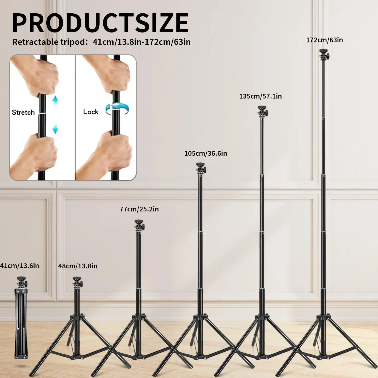 حلقه نور سلفی LED Angju با پایه، نور سلفی 26 سانتی متری با پایه سه پایه قابل تنظیم 172 سانتی متری، کیت حلقه نور LED دیمر دار برای آرایش/عکاسی، مونوپاد سلفی و حلقه نور 2 در 1