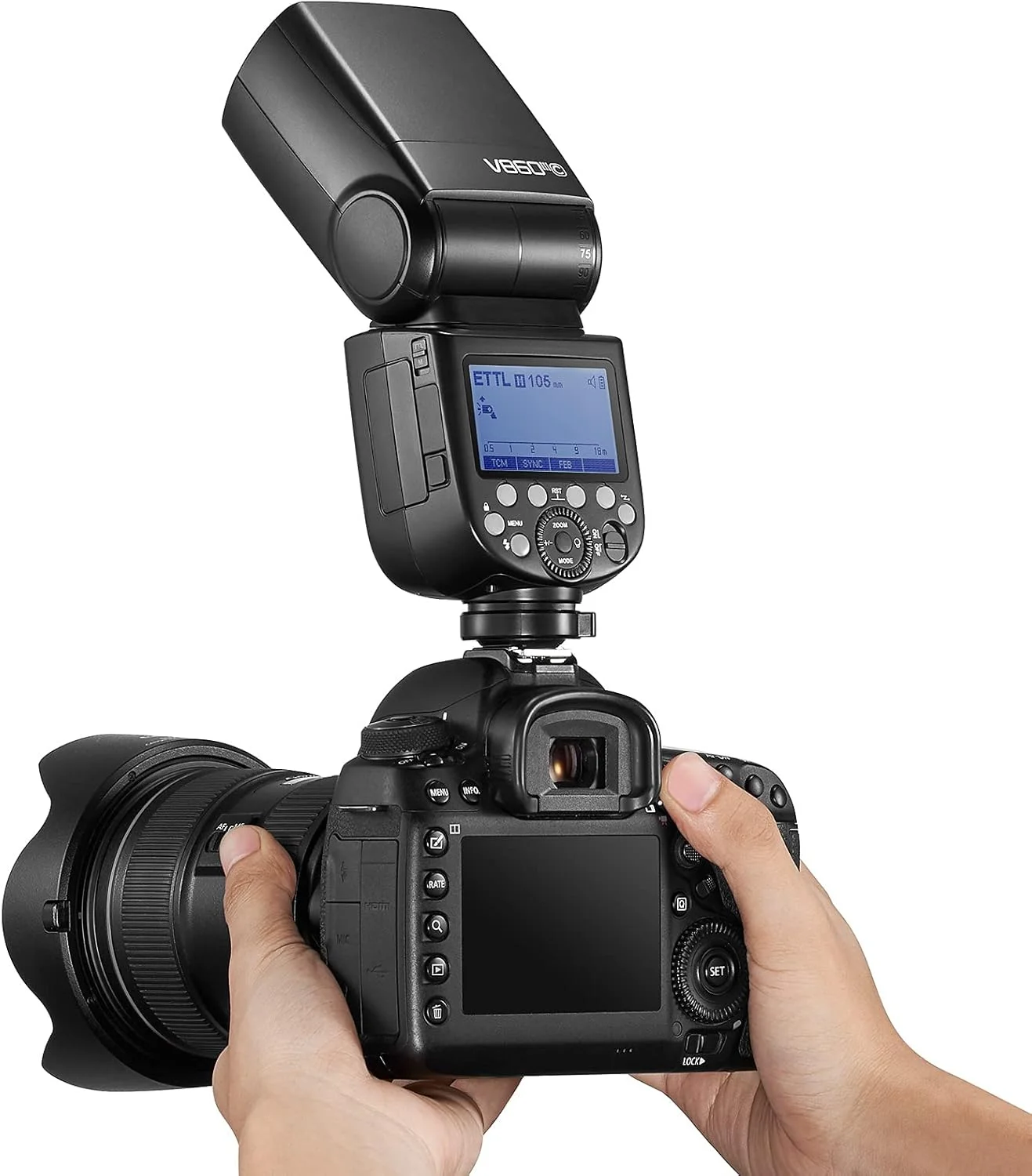 فلاش TTL گودکس V860III-S برای دوربین سونی، اسپیدلایت بی‌سیم 2.4G، زمان بازیافت 0.01-1.5 ثانیه، لامپ مدلینگ LED با 10 سطح