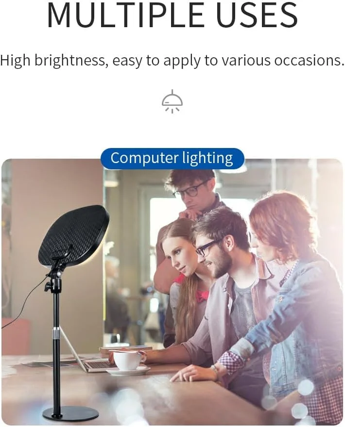 حلقه نور سلفی برای کامپیوتر/آیفون، حلقه نور قابل تنظیم با پایه و نگهدارنده تلفن، مناسب برای کنفرانس های ویدئویی، جلسات زوم، پخش زنده و آرایش