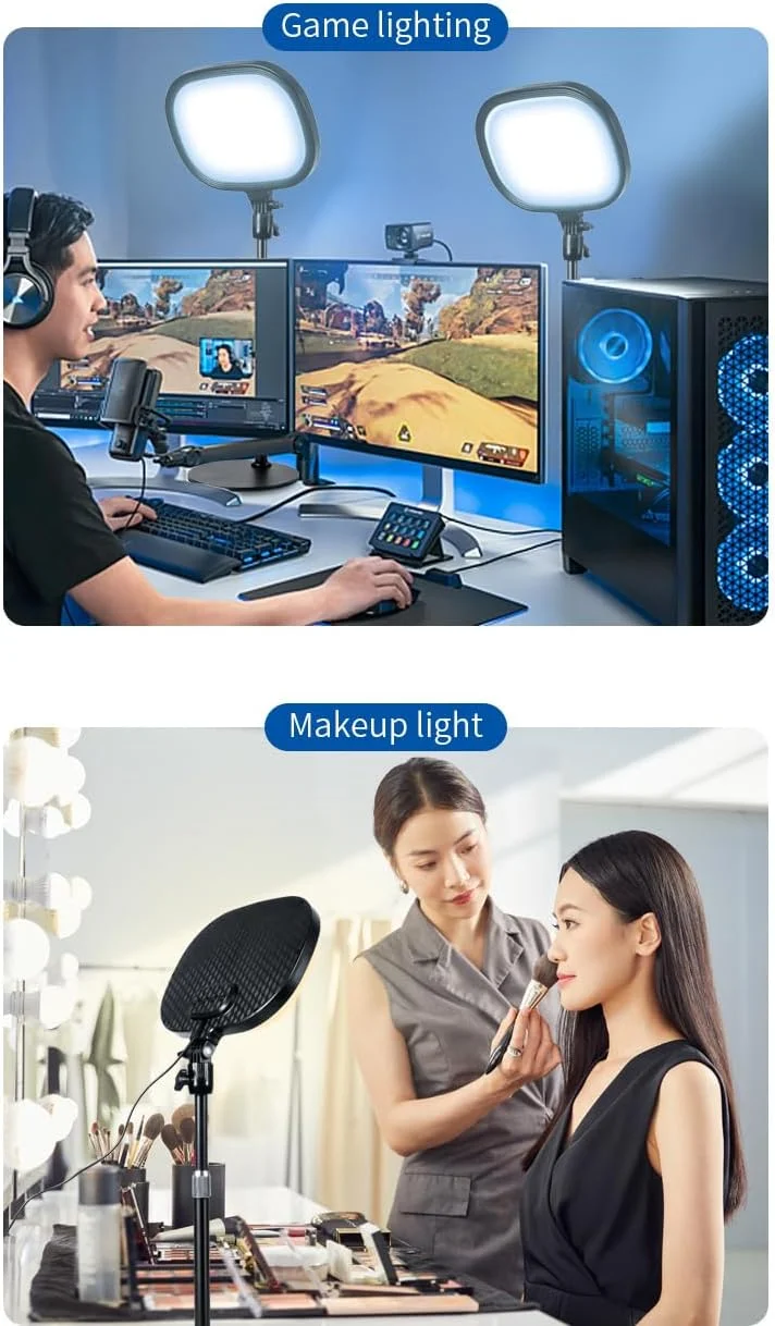 حلقه نور سلفی برای کامپیوتر/آیفون، حلقه نور قابل تنظیم با پایه و نگهدارنده تلفن، مناسب برای کنفرانس های ویدئویی، جلسات زوم، پخش زنده و آرایش