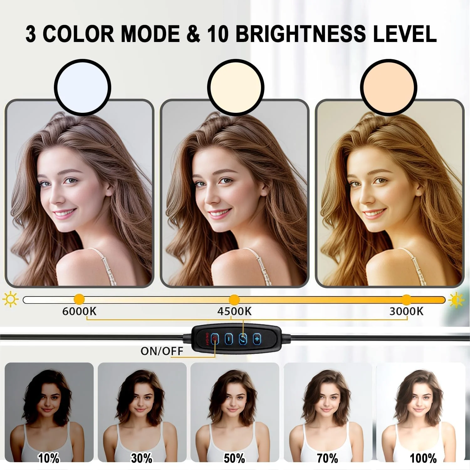 کیت نور سلفی تلفن رومیزی برای فیلمبرداری ویدئویی، چراغ حلقه ای رومیزی با پایه قابل افزایش، نورپردازی لامپ رومیزی قابل تنظیم برای جلسات زوم، پخش زنده، فیلمبرداری، ضبط، تماس های ویدئویی