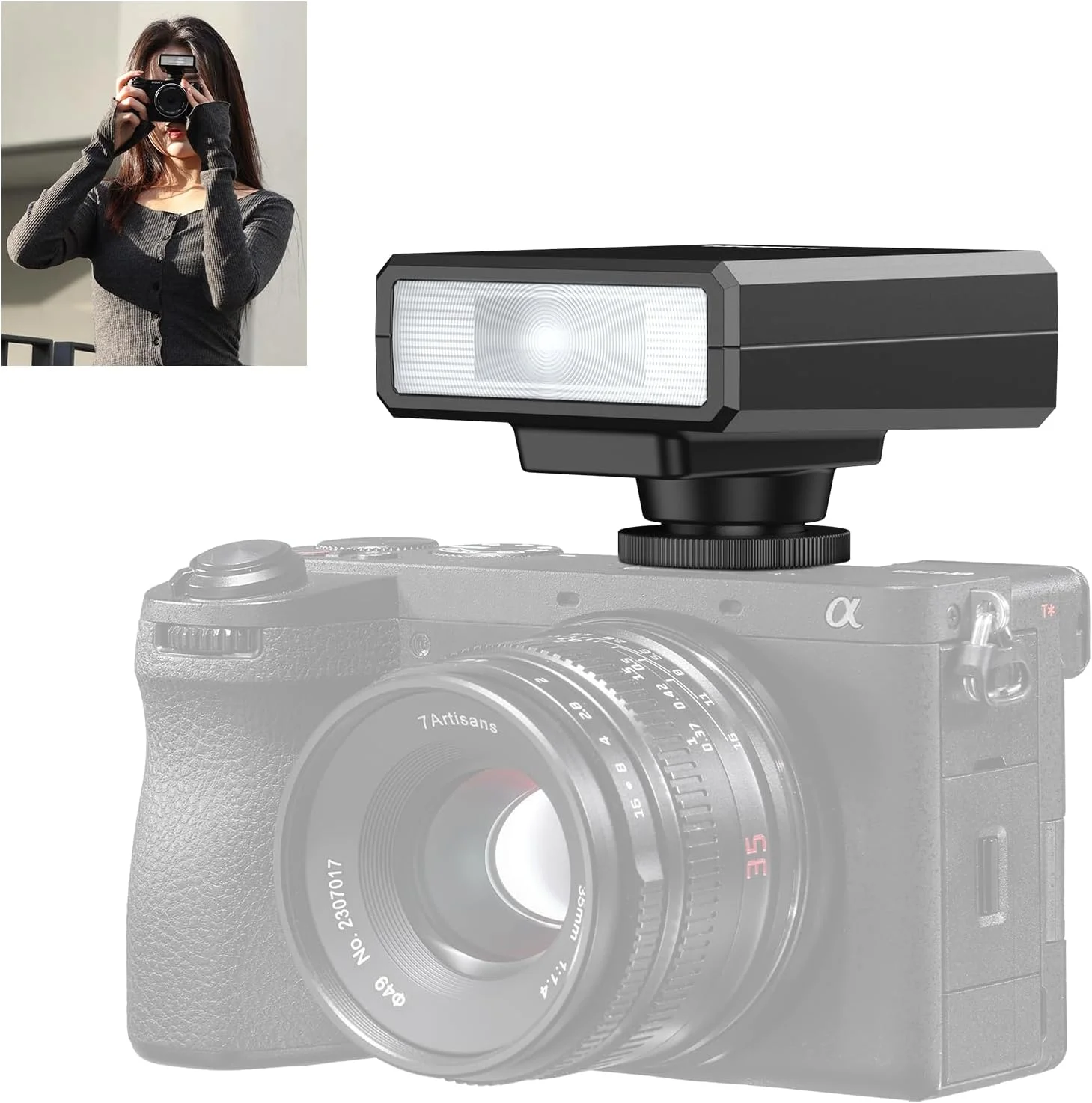 فلاش کوچک ULANZI LM20 برای دوربین های Canon/Fuji/Sony/Nikon/Panasonic Olympus Pentax و فلاش اسپیدلایت دوربین دیجیتال