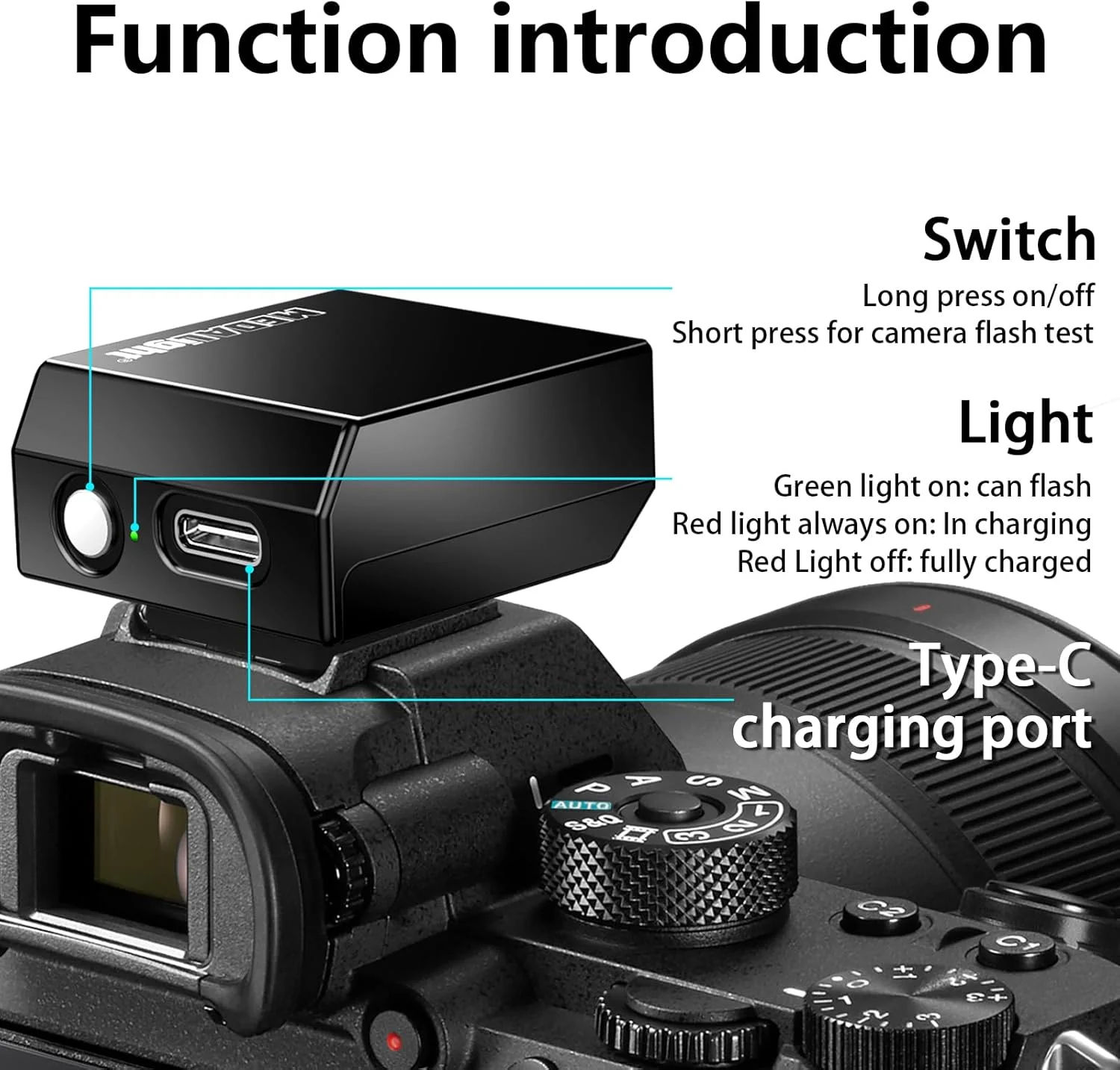 فلاش دوربین مینی آلومینیومی F1s ارتقا یافته برای دوربین های Ricoh GR3/GR3X/Fuji/Sony/Nikon/Canon/Olympus/Digital Film، اسپیدلایت کفشک گرم قابل حمل برای دوربین DSLR (مشکی).