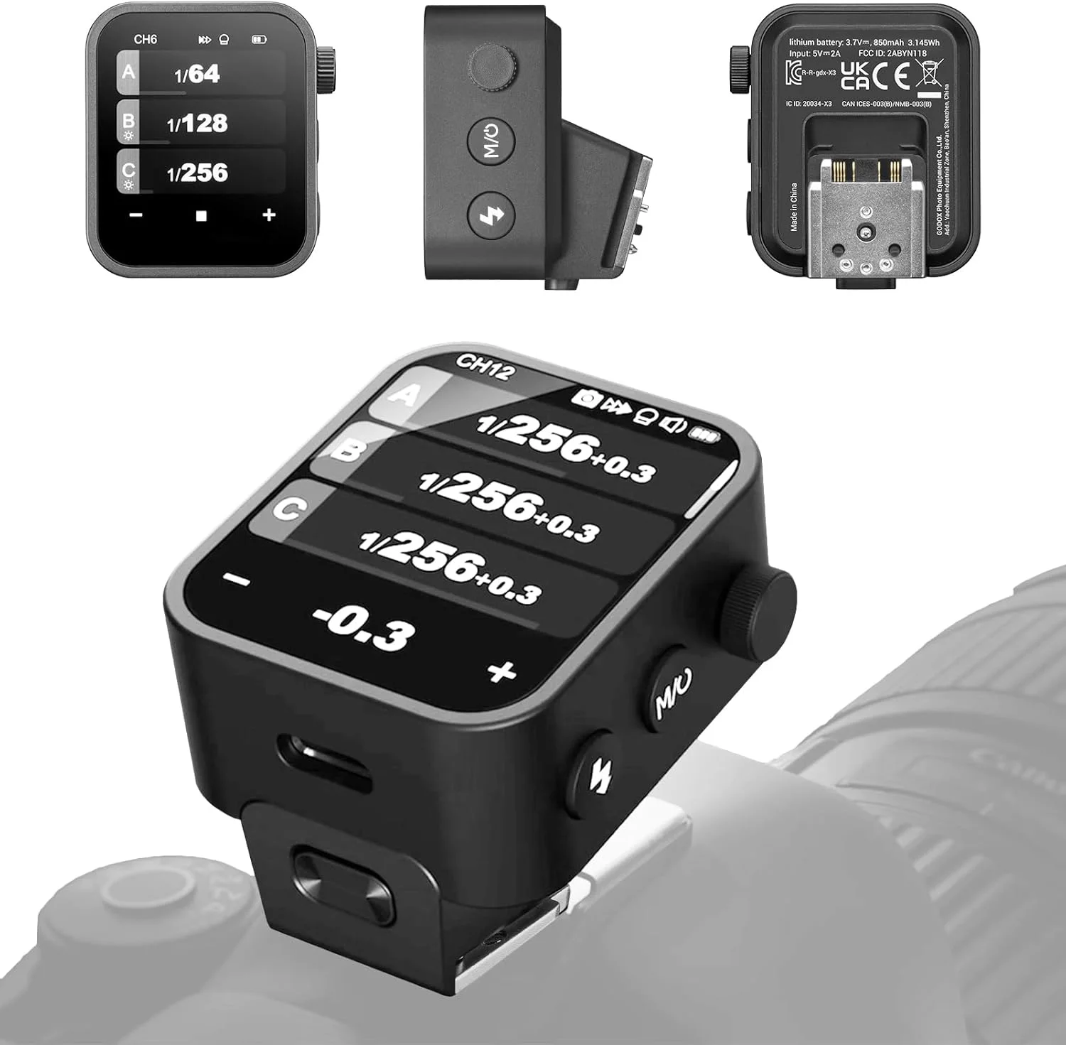 فلاش تریگر بی سیم گودکس X3-S برای دوربین های سونی، سیستم بی سیم 2.4G X اتوفلش TTL HSS1/8000s OLED صفحه لمسی با روشنایی بالا 16 گروه و 32 کانال باتری لیتیومی 850mAh داخلی