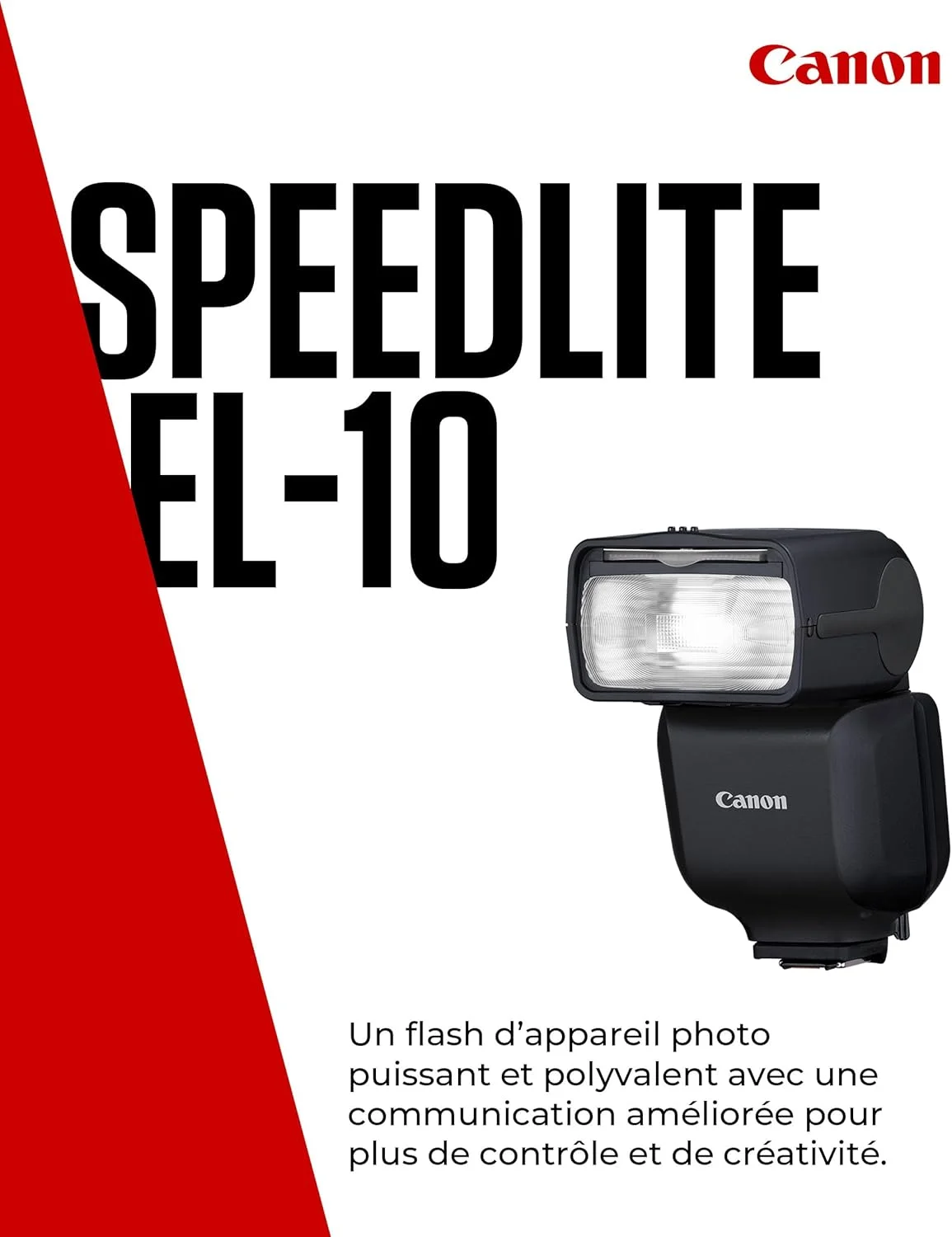 فلاش کانن اسپیدلایت EL-10 (لوازم جانبی دوربین کانن، عدد راهنما 40، فاصله کانونی 24-105 میلی‌متر، زمان شارژ 1.5 ثانیه، کنترل بی‌سیم، E-TTL II، اتصال دوربین، قدرت 1/1 تا 1/1024، شیب 180 درجه)