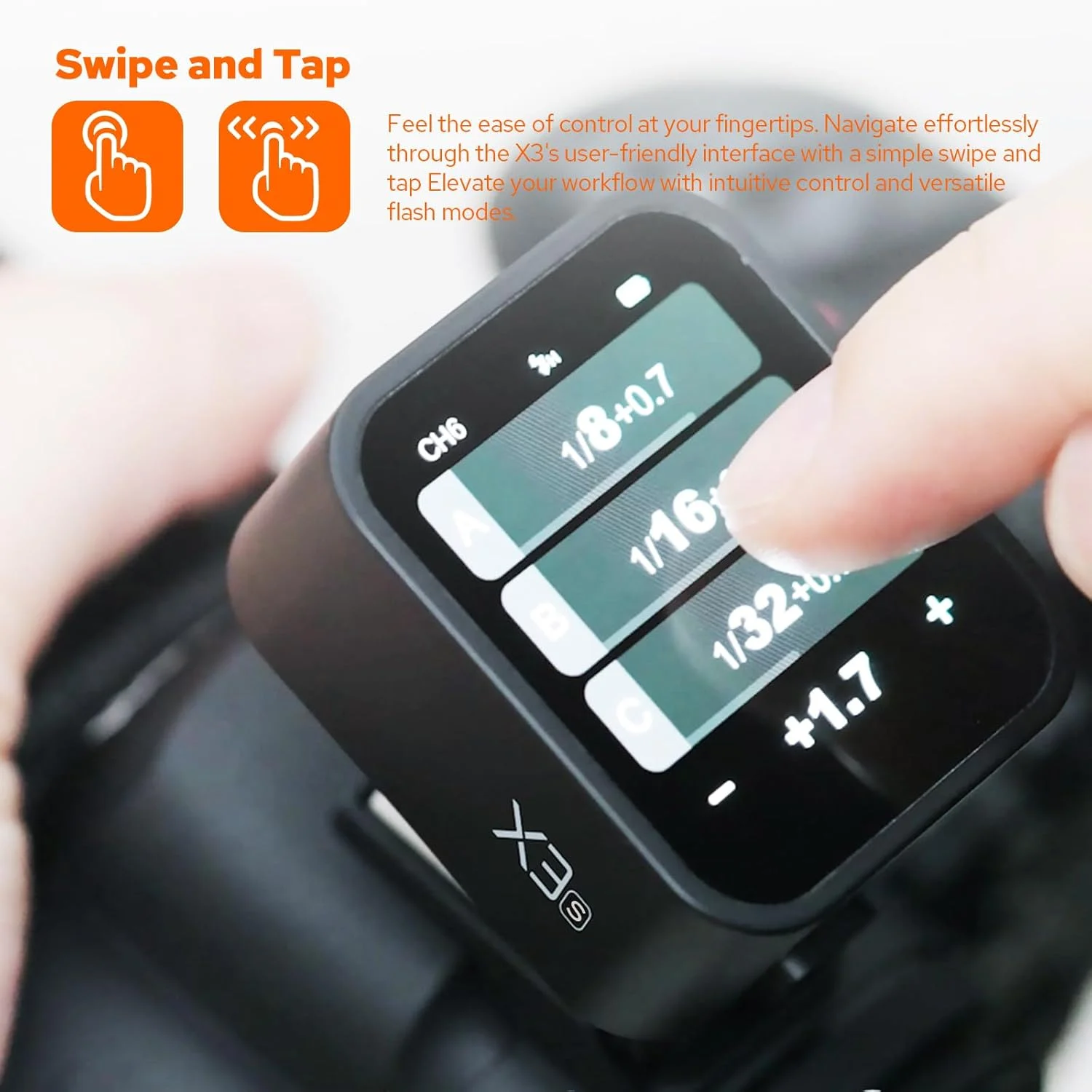 فلاش تریگر بی سیم گودکس X3-S برای دوربین های سونی، سیستم بی سیم 2.4G X اتوفلش TTL HSS1/8000s OLED صفحه لمسی با روشنایی بالا 16 گروه و 32 کانال باتری لیتیومی 850mAh داخلی