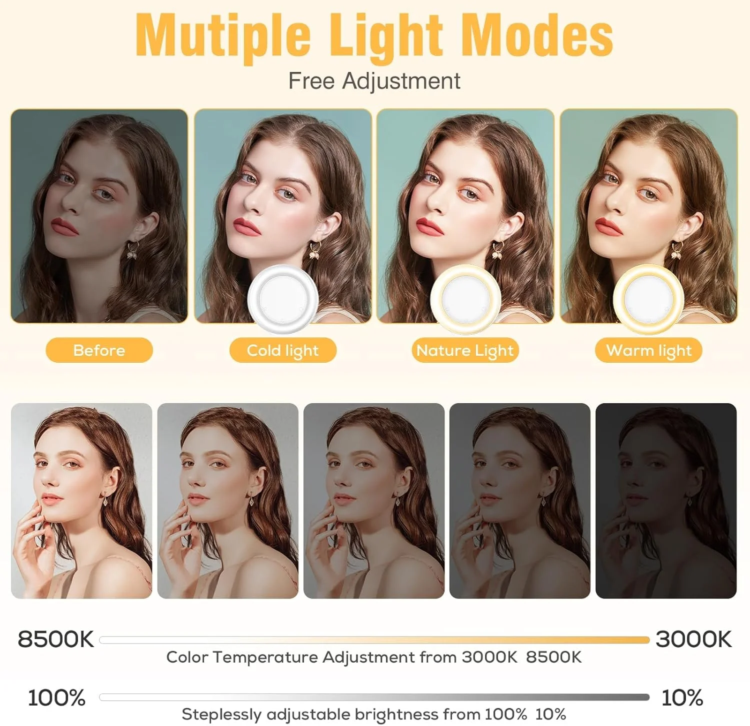 نور حلقه ای، دارای 3 حالت نور برای سلفی، قابل شارژ برای جلسات زوم، باتری با ظرفیت بالا، قابل حمل، 60 LED، روشنایی قابل تنظیم، گیره دار، مناسب برای تلفن، آیپد، لپ تاپ، آرایش، عکاسی، ولاگ نور حلقه ای، دارای 3 حالت نور برای سلفی، قابل شارژ برای جلسات زوم، باتری با ظرفیت بالا، قابل حمل، 60 LED، روشنایی قابل تنظیم، گیره دار، مناسب برای تلفن، آیپد، لپ تاپ، آرایش، عکاسی، ولاگ