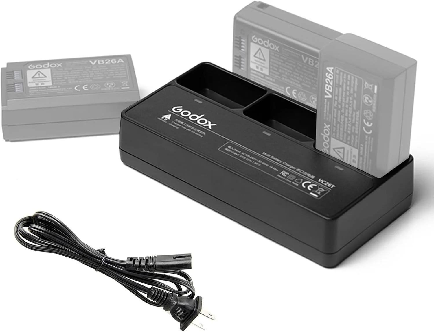 شارژر باتری 3 اسلات گودکس VC26T برای باتری های فلاش سری GODOX V1/ V860III مدل VB26A/VB26B/VB30