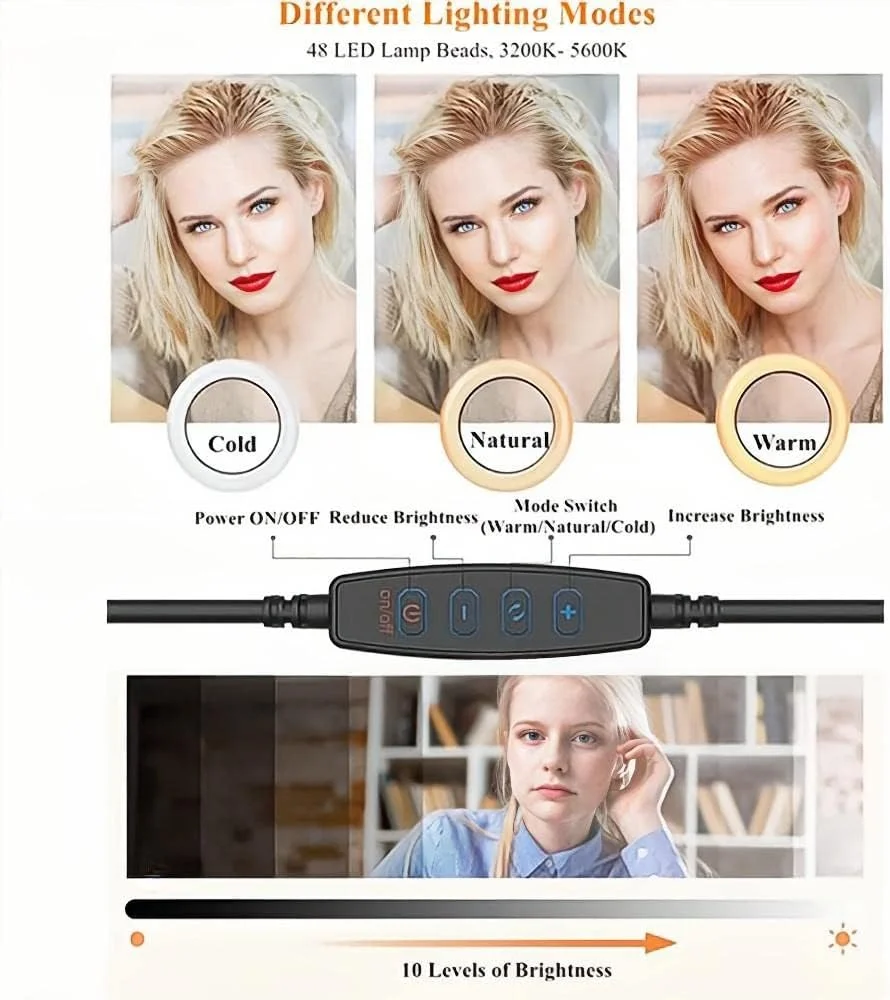 حلقه نور برای کامپیوتر، نورپردازی کنفرانس ویدیویی، 2700k-6500K حلقه های نور ال ای دی دیمر پذیر گیره دار برای مانیتور لپ تاپ برای کار از راه دور/تماس های زوم/پخش خودکار/پخش زنده/ویدیوی یوتیوب/تیک تاک حلقه نور برای کامپیوتر، نورپردازی کنفرانس ویدیویی، 2700k-6500K حلقه های نور ال ای دی دیمر پذیر گیره دار برای مانیتور لپ تاپ برای کار از راه دور/تماس های زوم/پخش خودکار/پخش زنده/ویدیوی یوتیوب/تیک تاک