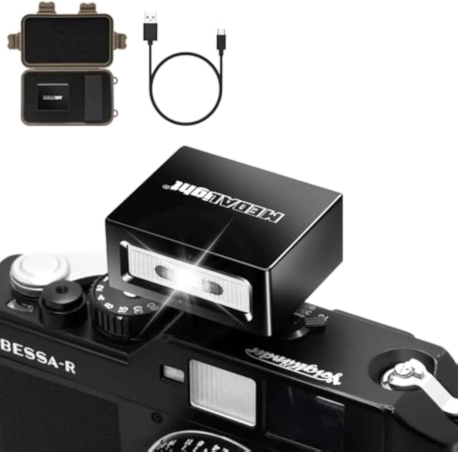 فلاش دوربین مینی، اسپیدلایت کفشک گرم قابل حمل برای دوربین های DSLR، فلاش آلومینیومی ارتقا یافته برای Ricoh GR3/GR3X/Fuji/Sony ZV1/Nikon/Canon/Olympus/دوربین های فیلم دیجیتال