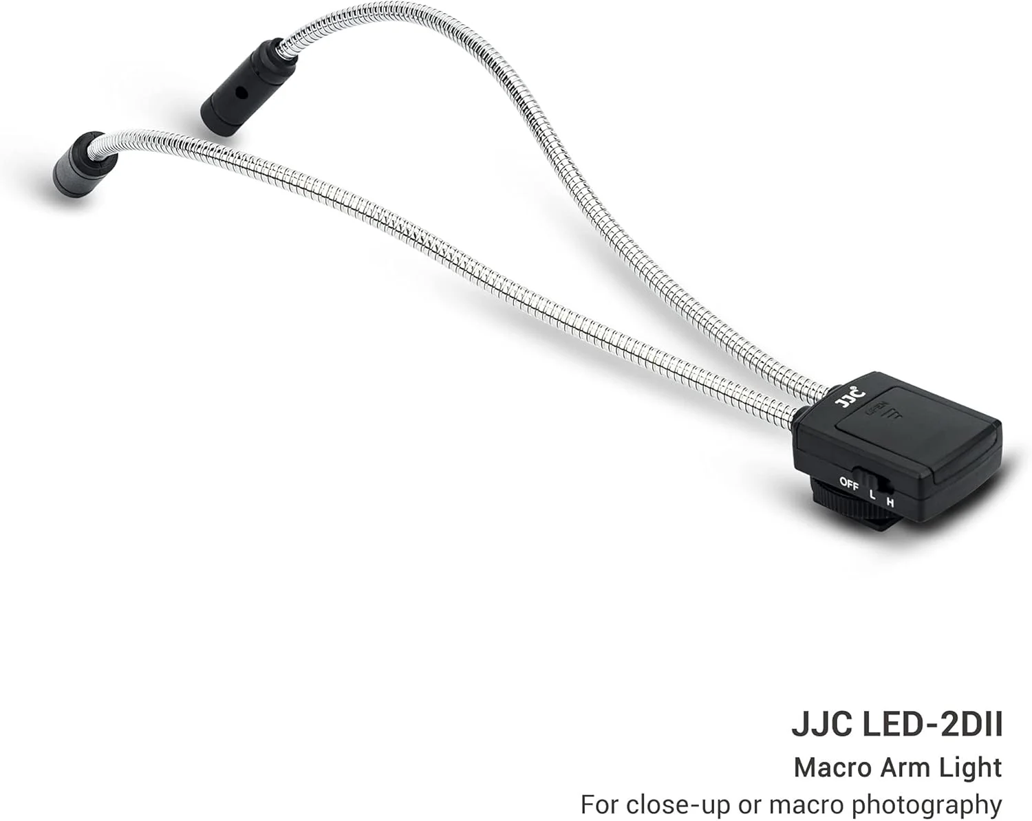 نور بازویی LED ماکرو قابل حمل JJC با طول 25 سانتی متر، با CRI 95+ و دمای 5600K، دارای 5 سطح تنظیم نور برای عکاسی کلوزآپ با لنز ماکرو