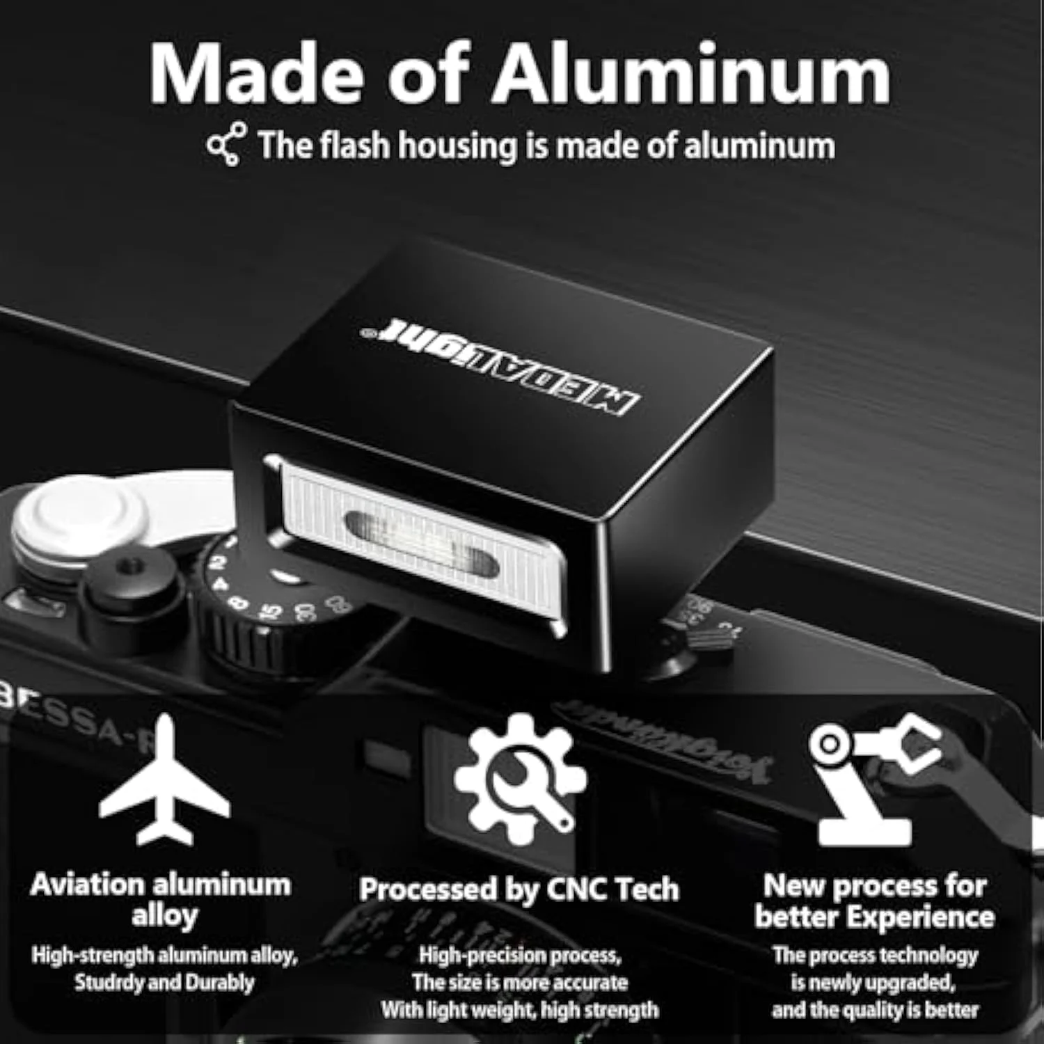 فلاش دوربین مینی، اسپیدلایت کفشک گرم قابل حمل برای دوربین های DSLR، فلاش آلومینیومی ارتقا یافته برای Ricoh GR3/GR3X/Fuji/Sony ZV1/Nikon/Canon/Olympus/دوربین های فیلم دیجیتال