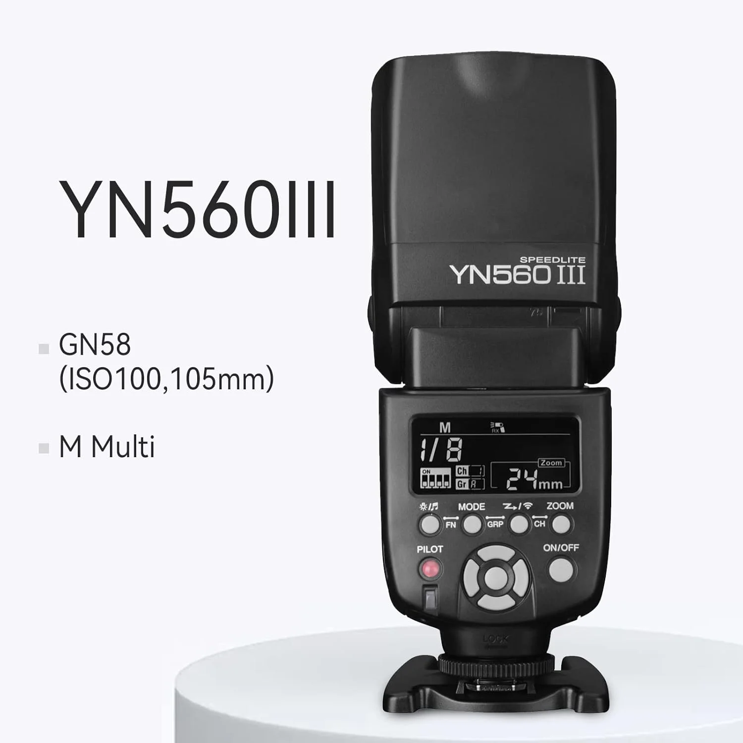 فلاش اسپیدلایت بی سیم Yongnuo YN560 III، گیرنده GN58 2.4G، سیستم گیرنده ماشه داخلی، صفحه نمایش LCD منفی، برای Canon Nikon Pentax، سازگار با RF603 II YN560-TX II T7 77D 5DIV D5600