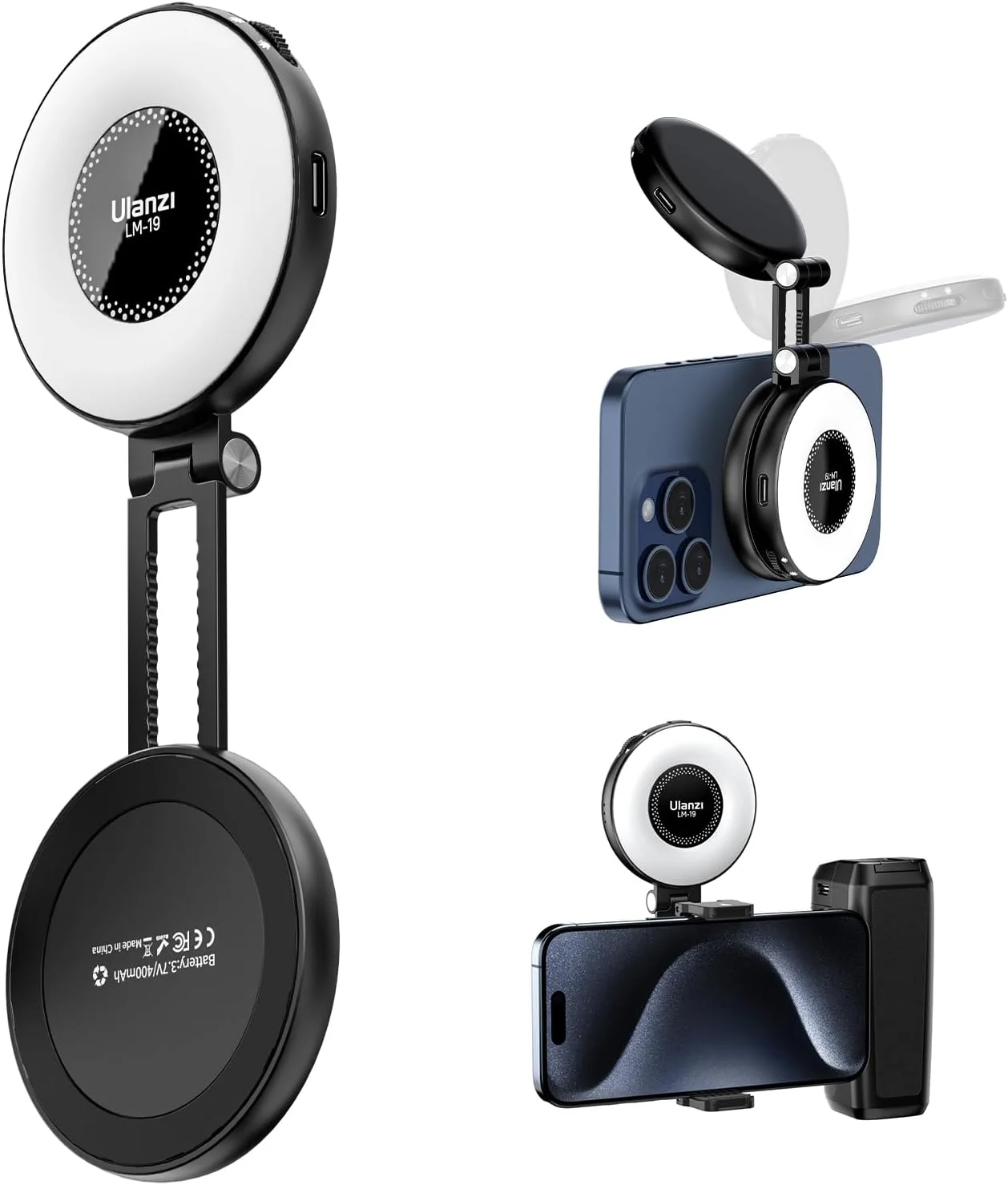 نور حلقه ای مغناطیسی موبایل ULANZI LM19، نور سلفی با 3 دمای رنگی 2500K - 8500K، نور ویدئویی قابل شارژ برای پخش زنده/ولاگ، سازگار با آیفون 17 16 15 14 13 12 نور حلقه ای مغناطیسی موبایل ULANZI LM19، نور سلفی با 3 دمای رنگی 2500K - 8500K، نور ویدئویی قابل شارژ برای پخش زنده/ولاگ، سازگار با آیفون 17 16 15 14 13 12