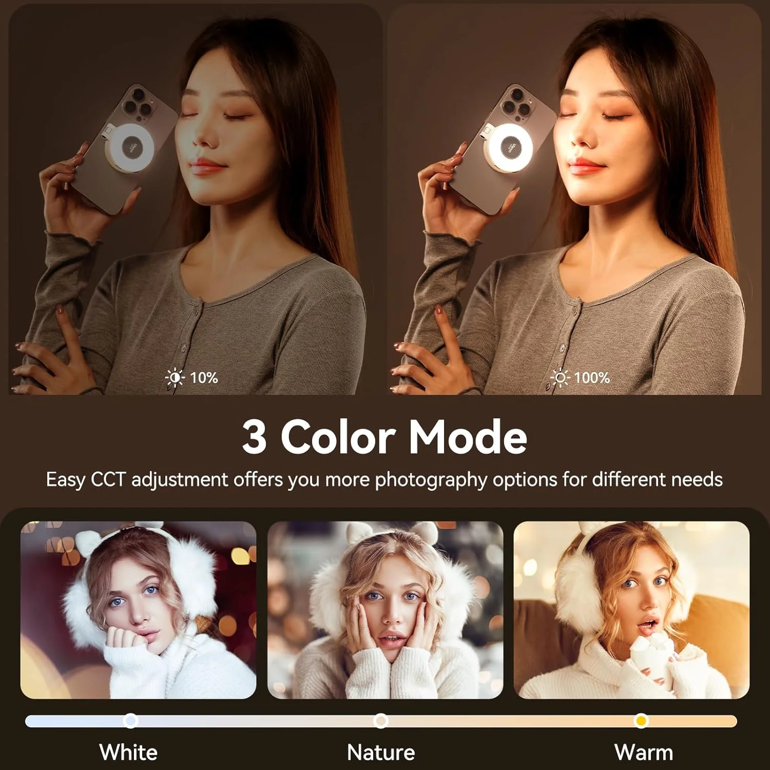 نور حلقه ای مغناطیسی موبایل ULANZI LM19، نور سلفی با 3 دمای رنگی 2500K - 8500K، نور ویدئویی قابل شارژ برای پخش زنده/ولاگ، سازگار با آیفون 17 16 15 14 13 12 نور حلقه ای مغناطیسی موبایل ULANZI LM19، نور سلفی با 3 دمای رنگی 2500K - 8500K، نور ویدئویی قابل شارژ برای پخش زنده/ولاگ، سازگار با آیفون 17 16 15 14 13 12